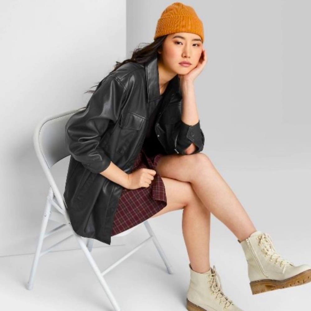 Wild fable (Target) black faux leather shacket